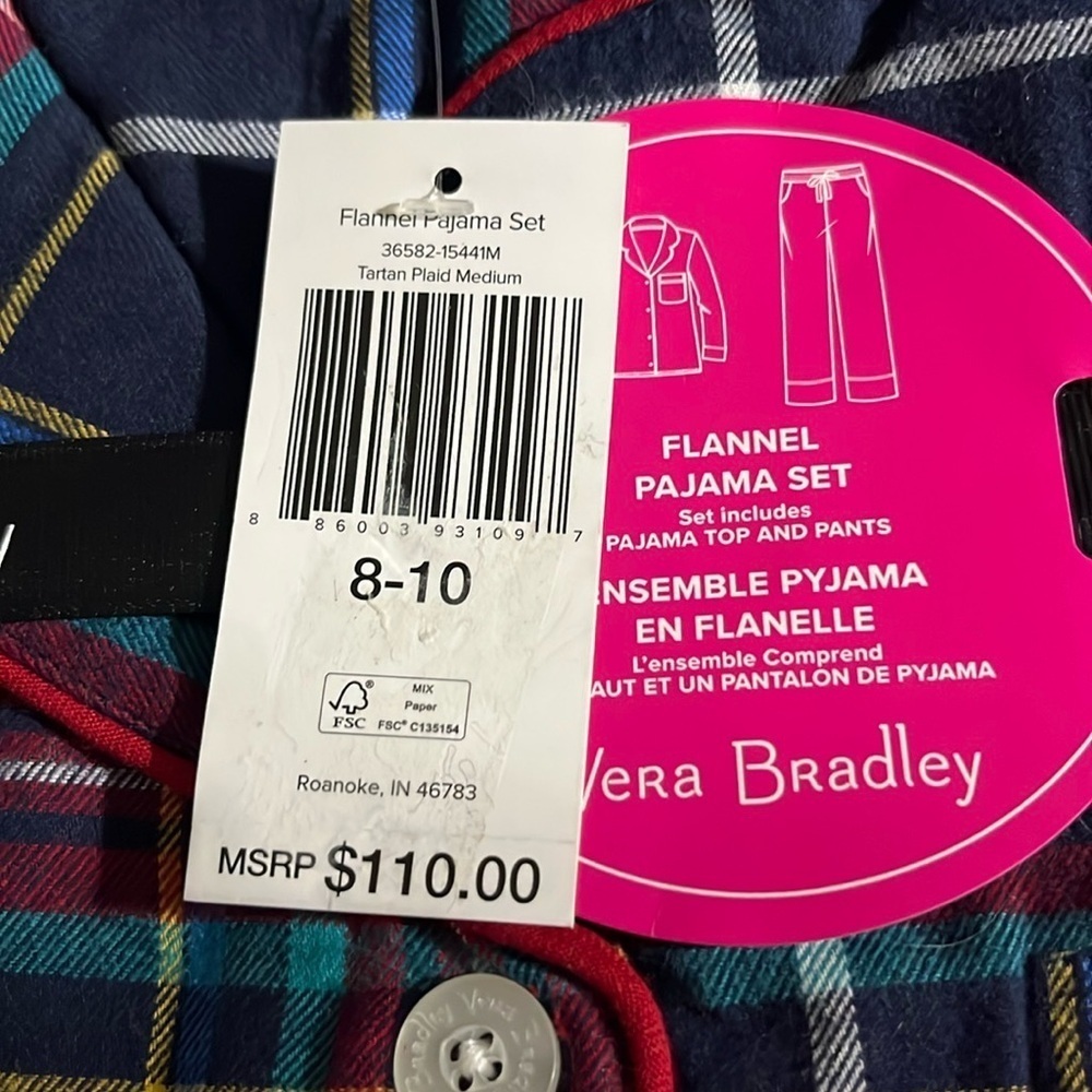 Vera Bradley Women's Long Sleeve Tartan Plaid Flannel Pajama Set - Picture 3 of 6